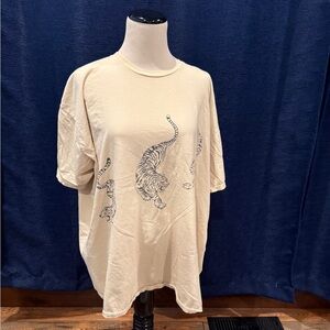 Urban Outfitters Cream Tiger Print Tee